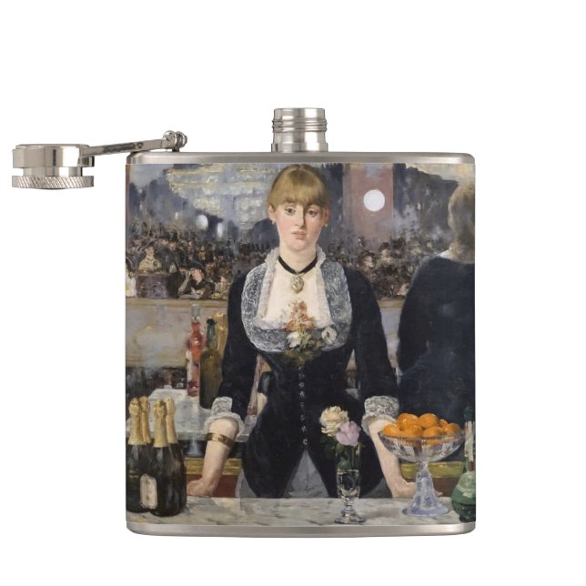 Viktorianisch Barmaid Girl in Folies Bergere, Fran Flachmann (Geöffnet)