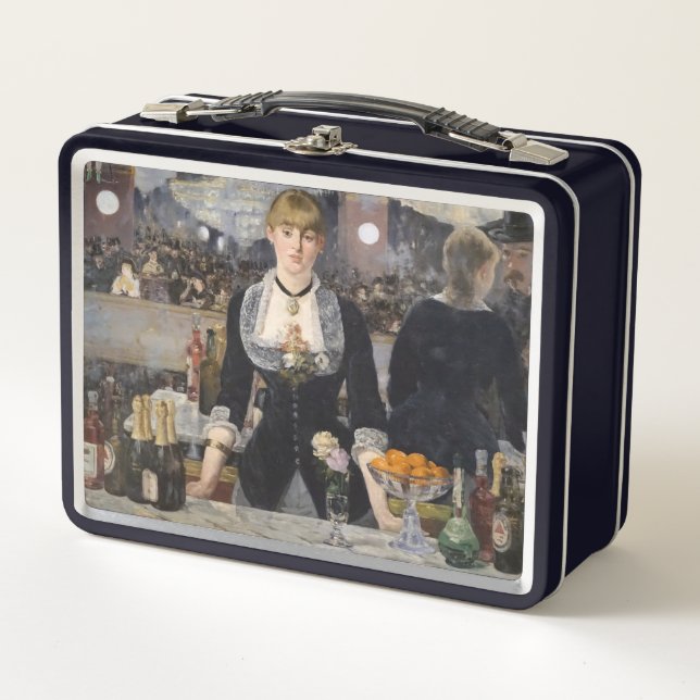 Viktorianisch Barmaid Girl in Folies Bergere, Fran Metall Brotdose (Vorderseite)