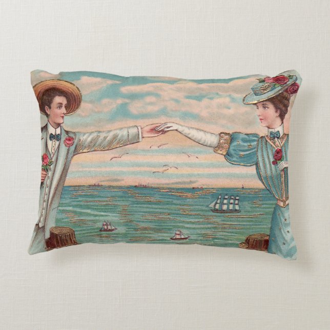 Viktorianisch Beach Liebe Dressy Ocean Wedple Dekokissen (Rückseite)