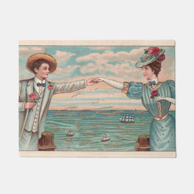Viktorianisch Beach Liebe Dressy Ocean Wedple Fußmatte (Vorderseite)