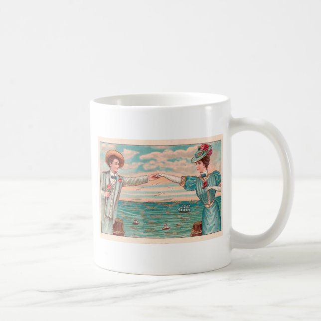 Viktorianisch Beach Liebe Dressy Ocean Wedple Kaffeetasse (Rechts)