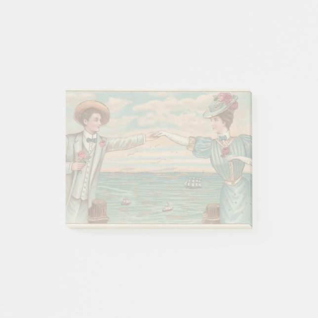 Viktorianisch Beach Liebe Dressy Ocean Wedple Post-it Klebezettel (Vorderseite)