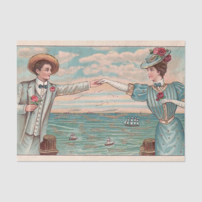 Viktorianisch Beach Liebe Dressy Ocean Wedple Seidenpapier (Vorderseite)