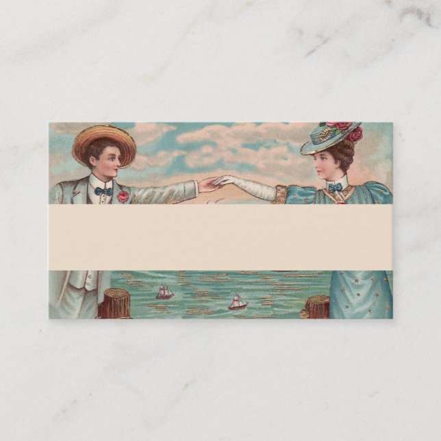 Viktorianisch Beach Liebe Dressy Ocean Wedple Visitenkarte (Vorderseite)
