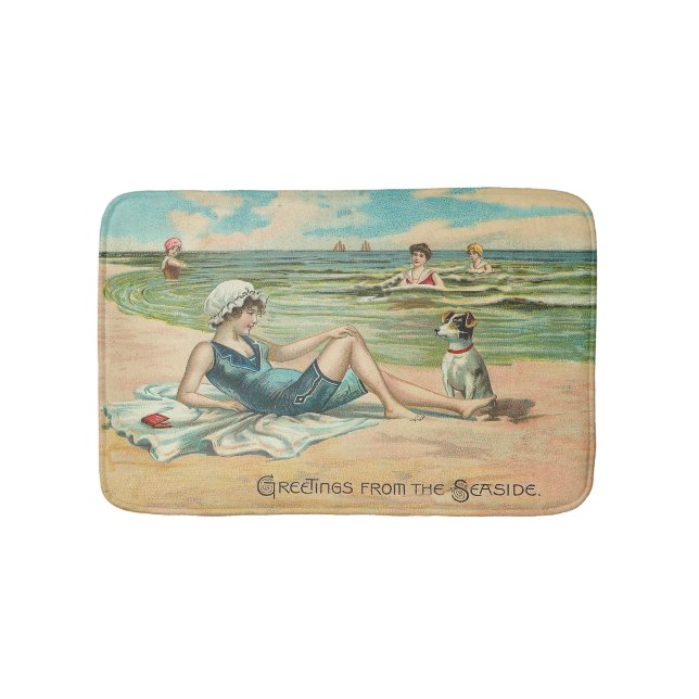 Viktorianisch Beach Swim Girl Ocean Sommerurlaub Badematte (Vorderseite)