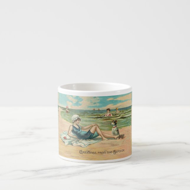 Viktorianisch Beach Swim Girl Ocean Sommerurlaub Espressotasse (Vorderseite)