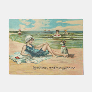 Viktorianisch Beach Swim Girl Ocean Sommerurlaub Fußmatte