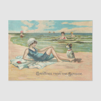 Viktorianisch Beach Swim Girl Ocean Sommerurlaub Seidenpapier