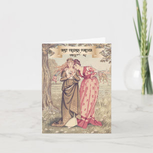 Viktorianisch Best Friends Niedliche Vintage Kunst Karte