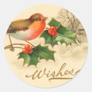 Viktorianisch Bird Weihnachtskleber Runder Aufkleber
