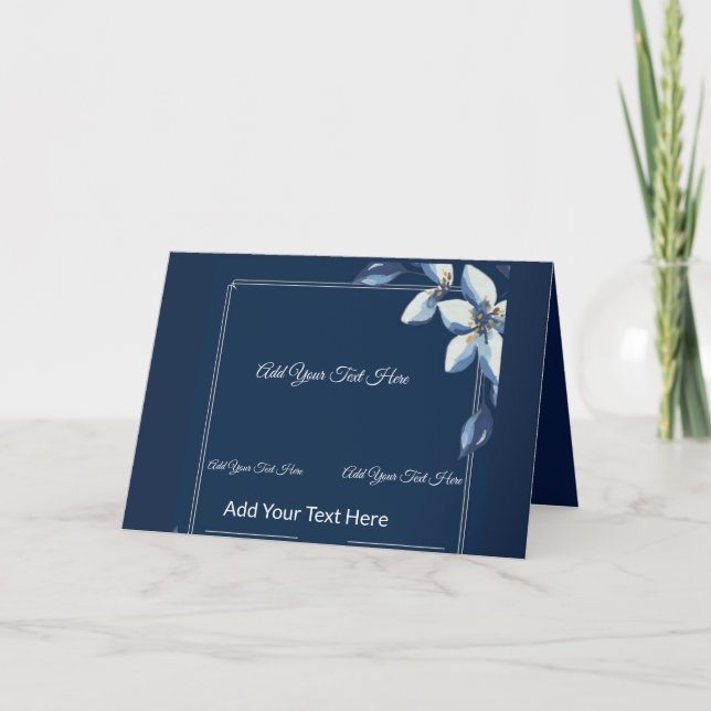 Viktorianisch Blue Floral Dusty Blue Wedding Dankeskarte (Vorderseite)
