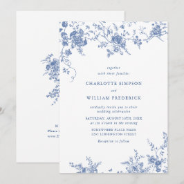 Viktorianisch Blue French Garden Blumenhochzeit Einladung