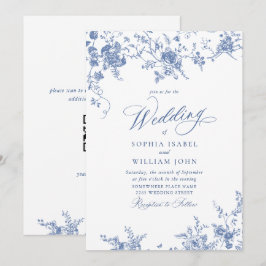 Viktorianisch Blue French Garden Blumenhochzeit Einladung