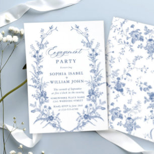 Viktorianisch Blue French Garden ENGAGEMENT PARTEI Einladung