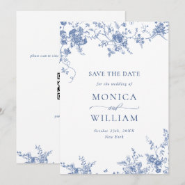 Viktorianisch Blue French Garden Foto Hochzeit Save The Date
