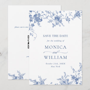Viktorianisch Blue French Garden Foto Hochzeit Save The Date