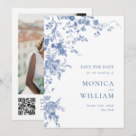 Viktorianisch Blue French Garden Foto Hochzeit Save The Date