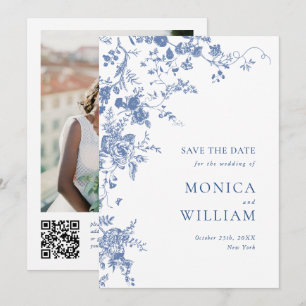 Viktorianisch Blue French Garden Foto Hochzeit Save The Date