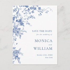 Viktorianisch Blue French Garden Wedding Save the  Postkarte