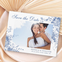 Viktorianisch Blue French Garden Wedding Save the Postkarte