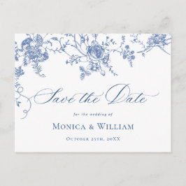 Viktorianisch Blue French Garden Wedding Save the  Postkarte