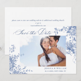 Viktorianisch Blue French Rose Garden QR-Code Hoch Save The Date