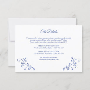 Viktorianisch Blue Wedding Details Card Einladung