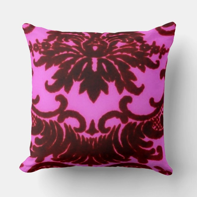 Viktorianisch-braune und rosa Madison Damask Kissen (Vorderseite)