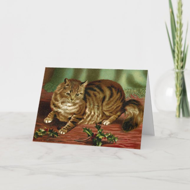 Viktorianisch Cat Christmas Card Helena Maguire Karte (Vorderseite)