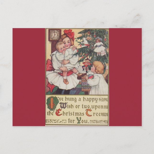 Viktorianisch Children Vintage Weihnachten Postkar (Vorderseite)