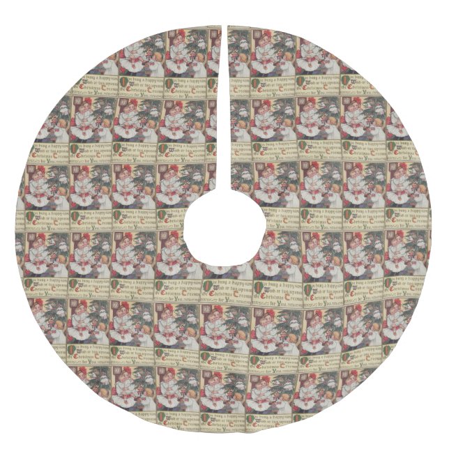 Viktorianisch Children Vintage Weihnachtsbaumrock Polyester Weihnachtsbaumdecke (Vorderseite)
