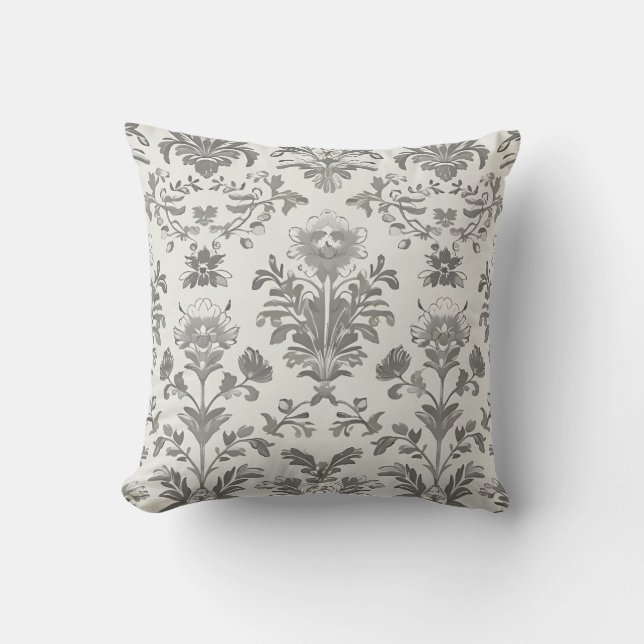 Viktorianisch Damask Floral White Vintag Kissen (Vorderseite)