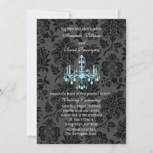 Viktorianisch Damask Wedding Einladung (Türkis)