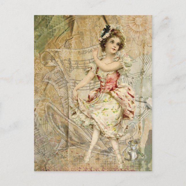 Viktorianisch Dancing Girl Sheet Music Postcard Postkarte (Vorderseite)