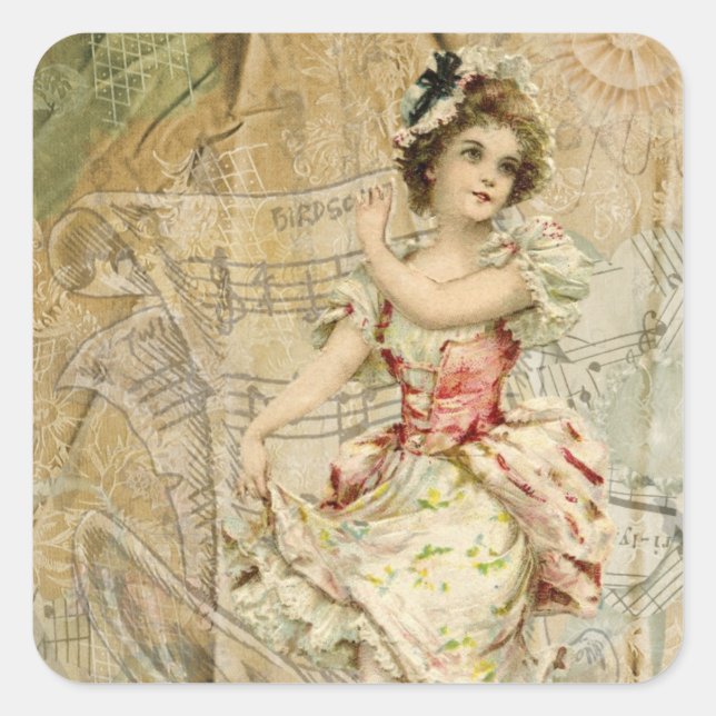 Viktorianisch Dancing Girl Sheet Music Stickers (Vorderseite)