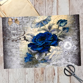 Viktorianisch Dunkelblaue Rose Ephemera Decoupage Seidenpapier