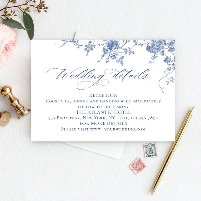 Viktorianisch Dusty Blue French Garden Hochzeiten  Begleitkarte (Von Creator hochgeladen)