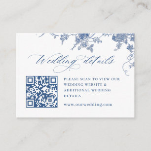 Viktorianisch Dusty Blue French Garden QR-Code Det Begleitkarte