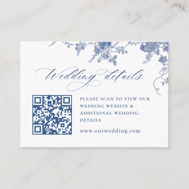 Viktorianisch Dusty Blue French Garden QR-Code Det Begleitkarte (Vorderseite)