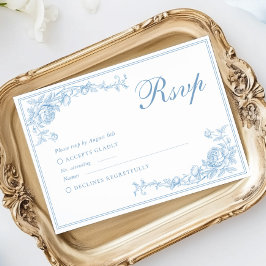 Viktorianisch Dusty Blue Wedding RSVP Karte