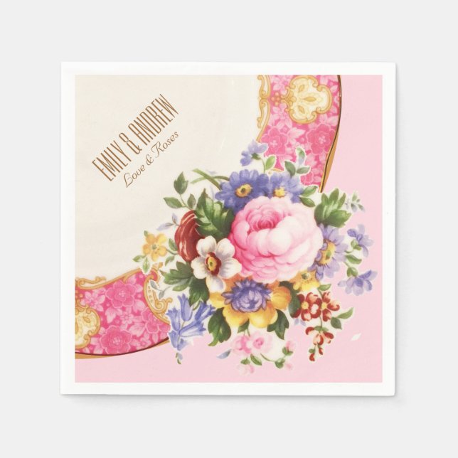 Viktorianisch Englisch Rose Garden Party Napkins Serviette (Vorderseite)
