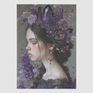 Viktorianisch Era Lady Floral Headdress Decoupage Seidenpapier