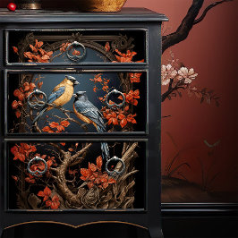 Viktorianisch Finches japanischer Lacquer-Stil Dec Seidenpapier