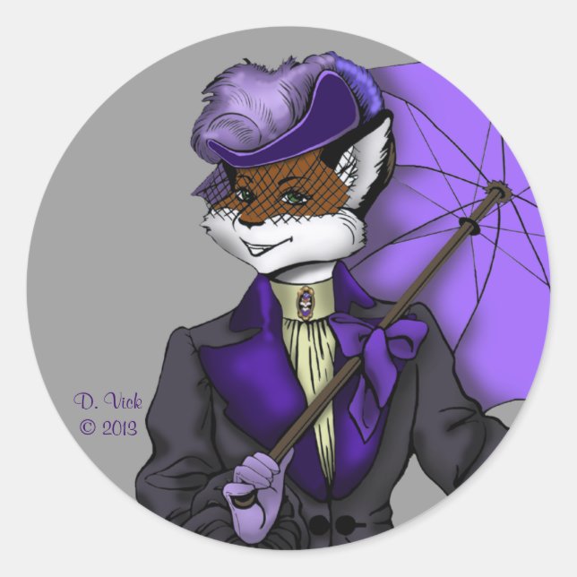 Viktorianisch Fox-Aufkleber Runder Aufkleber (Vorderseite)