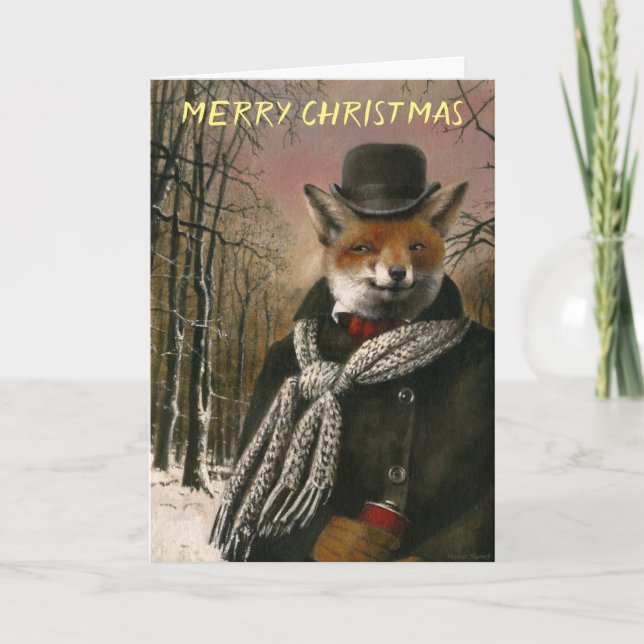 Viktorianisch Fox-Weihnachtskarte Karte (Vorderseite)