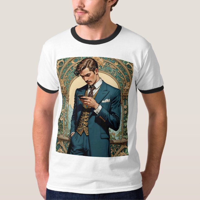 Viktorianisch Gentleman Simste Modernes Irony Shir T-Shirt (Vorderseite)
