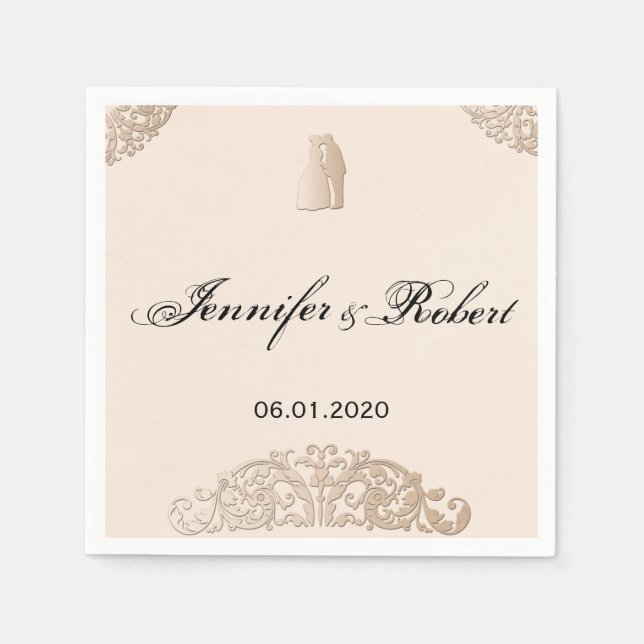 Viktorianisch Gold Filigree Wedding Serviette (Vorderseite)