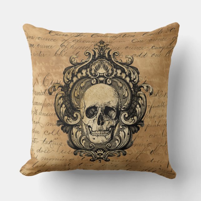 Viktorianisch Gothic Glam Skull Kissen (Vorderseite)