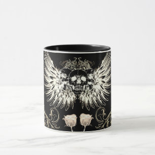 Viktorianisch gothische Romantik-Totenkopf-Flügel Tasse