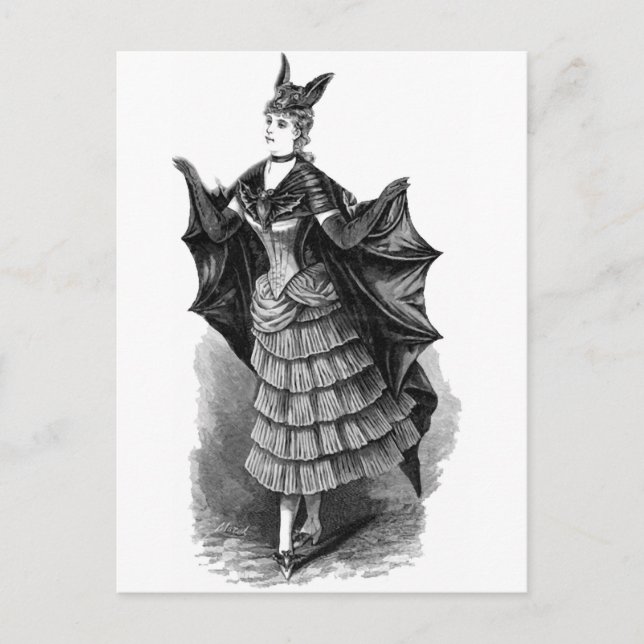 Viktorianisch/gotische Batgirl/Bat-Kostüm Postkarte (Vorderseite)